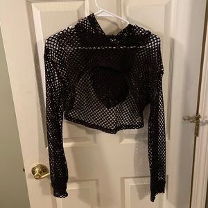 Fashion Nova Black cropped hoodie. Size large.